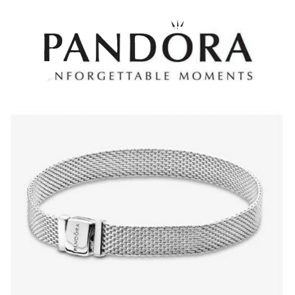 SOLD!!!!💯 Authentic Pandora Silver Mesh Charm Bracelet 21" Or 8.3cm